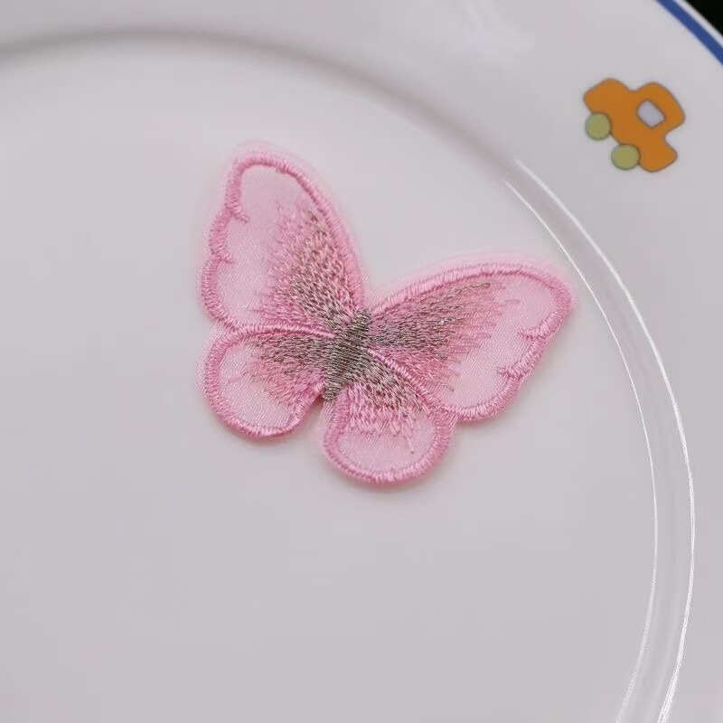 蕾丝欧根纱刺绣蝴蝶 diy手工头饰发夹配件服饰绣花发箍装饰材料|undefined