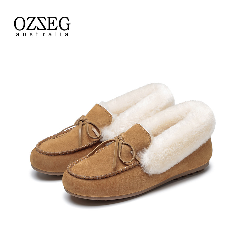 OZZEG澳泽格新款棉鞋女冬豆豆鞋加绒加厚内增高百搭包子鞋ZN4826