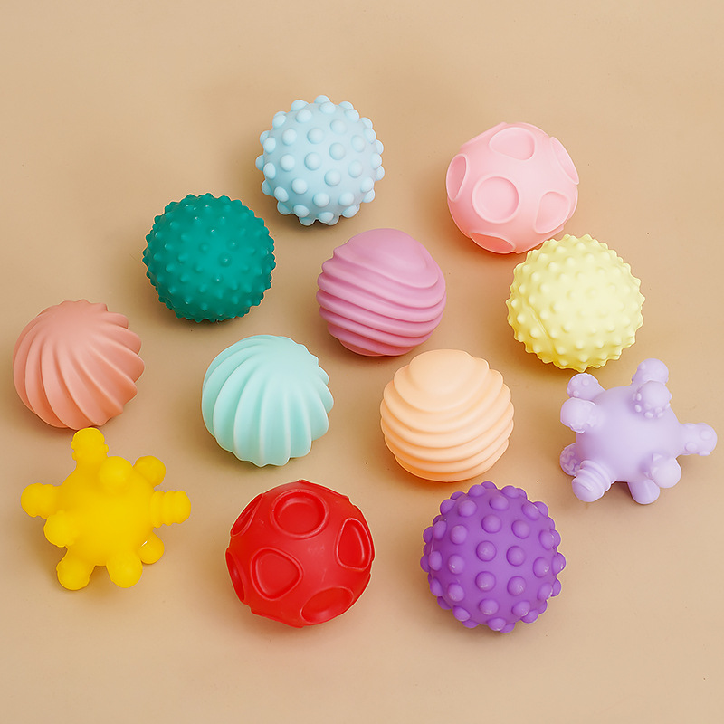 Cross-Border Textured Ball Sensory Squeeze Toy, Vinyl Toy for Children, Bath Toy, Stress-Relief Educational Manhattan Grip Ball