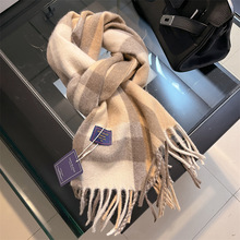 2025新款气质仿羊绒格子围巾女冬季短款情侣披肩学生针织保暖围脖