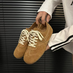 歐洲站德訓鞋女復古板鞋2025年新款圓頭平底系帶休閒阿甘鞋潮