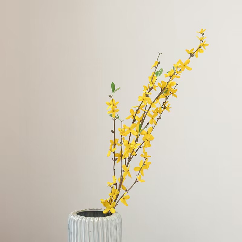 单支迎春花黄色假花婚庆家居餐桌装饰跳舞兰仿真花插花连翘花批发详情8