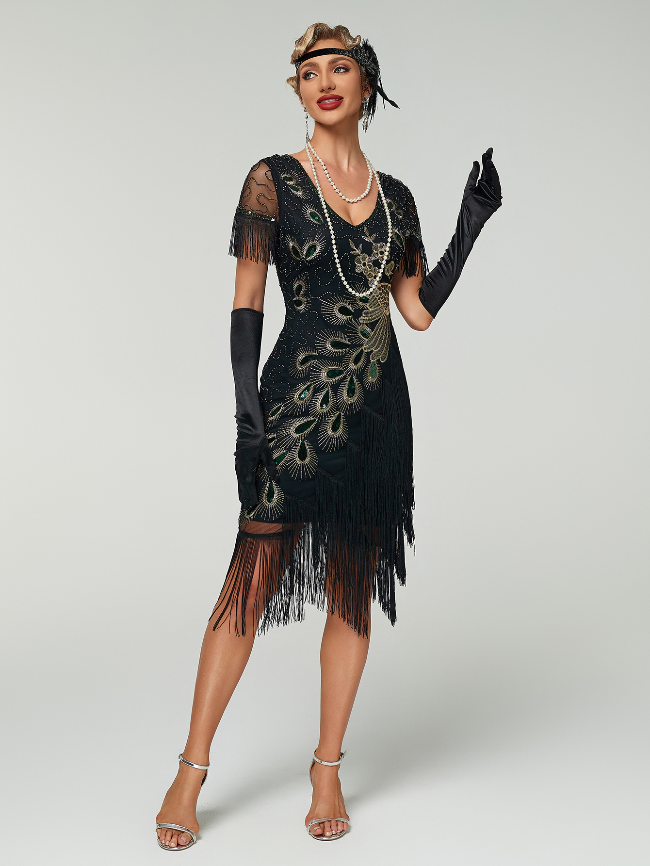 Vintage Sequin Tassel Dress 1920 Gatsby Style Beaded Prom Dance Party Toasting Women's Vintage Dress_ecoleips.com