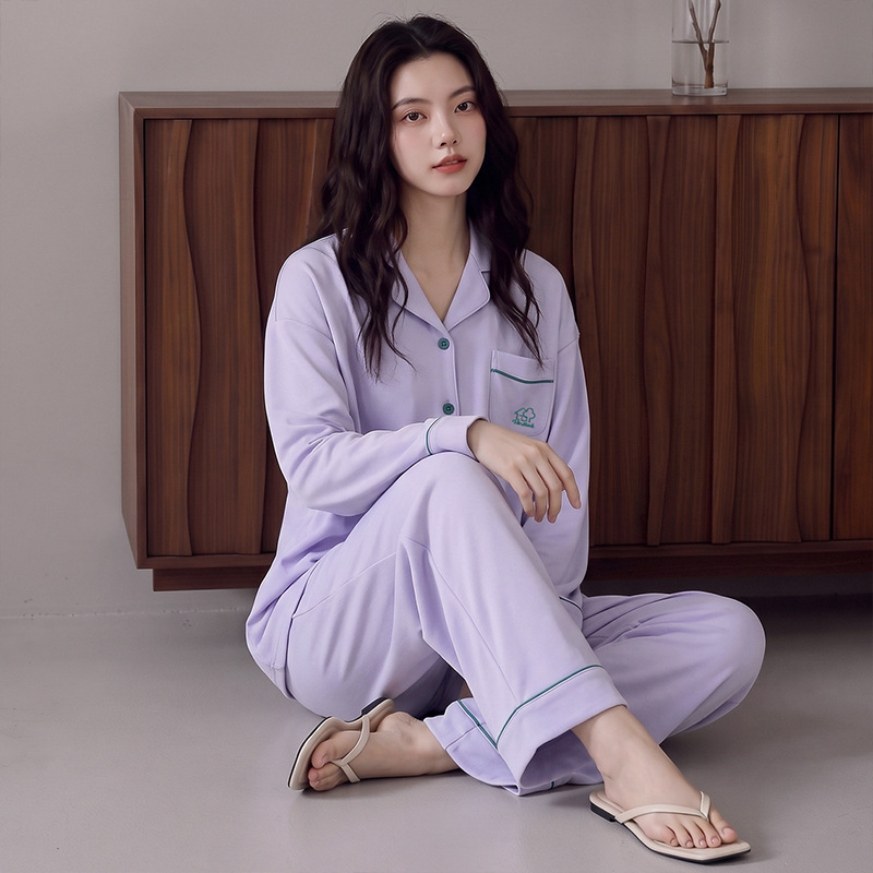 Class A Antibacterial Women's Pajamas for Autumn and Winter, 100% Pure Cotton, Long Sleeve, Korean Style, Loose Fit, Casual All-Cotton Homewear for Women Class A Antibacterial Women's Pajamas for Autumn and Winter, 100% Pure Cotton, Long Sleeve, Korean Style, Loose Fit, Casual All-Cotton Homewear for Women