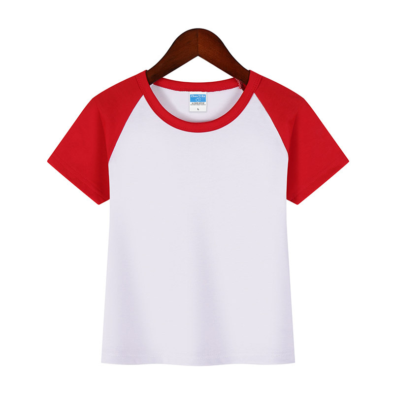 Padres-hijos ropa deportiva de color colchón hombro camiseta publicitaria de cuello redondo de manga corta personalizada uniformes de graduación de niños camiseta de algodón personalizada