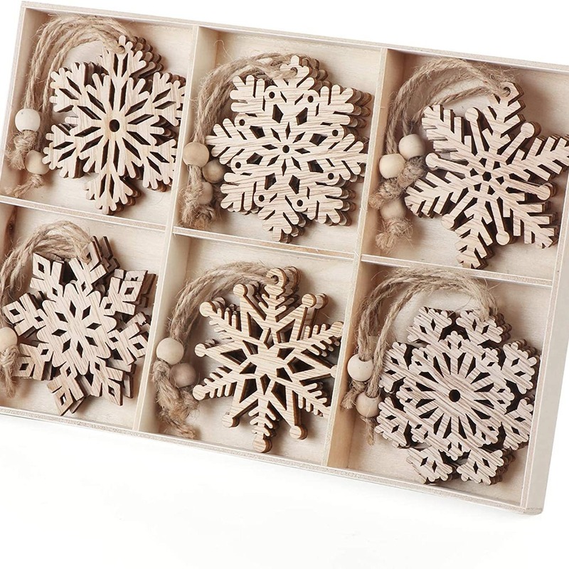 クロスボーダー热い贩売のクリスマスの雪の木片のペンダントdiy落书きの木の装饰のカットのペンダントの六宫の格の30枚|undefined