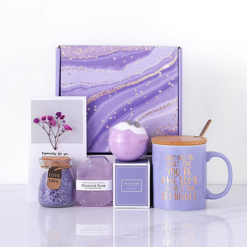 Amazon taza de cerámica transfronteriza con cubierta de bambú y cuchara de regalo, taza de café, regalo del Día de la Madre de alto valor facial