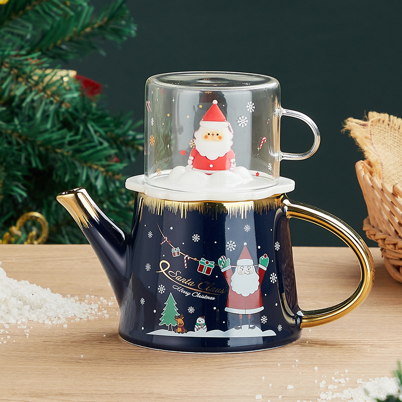 Creativo tridimensional Santa Claus juego de té traje de suministro transfronterizo de cerámica mano regalo imprimible logo mano regalo traje