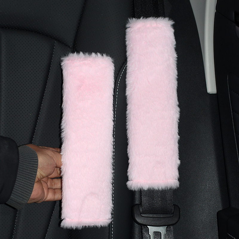 Imitation Rabbit Fur Seatbelt Shoulder Pads, Imitation Wool Car Accessories, Winter Plush Seatbelt Covers, Car Interior Accessories