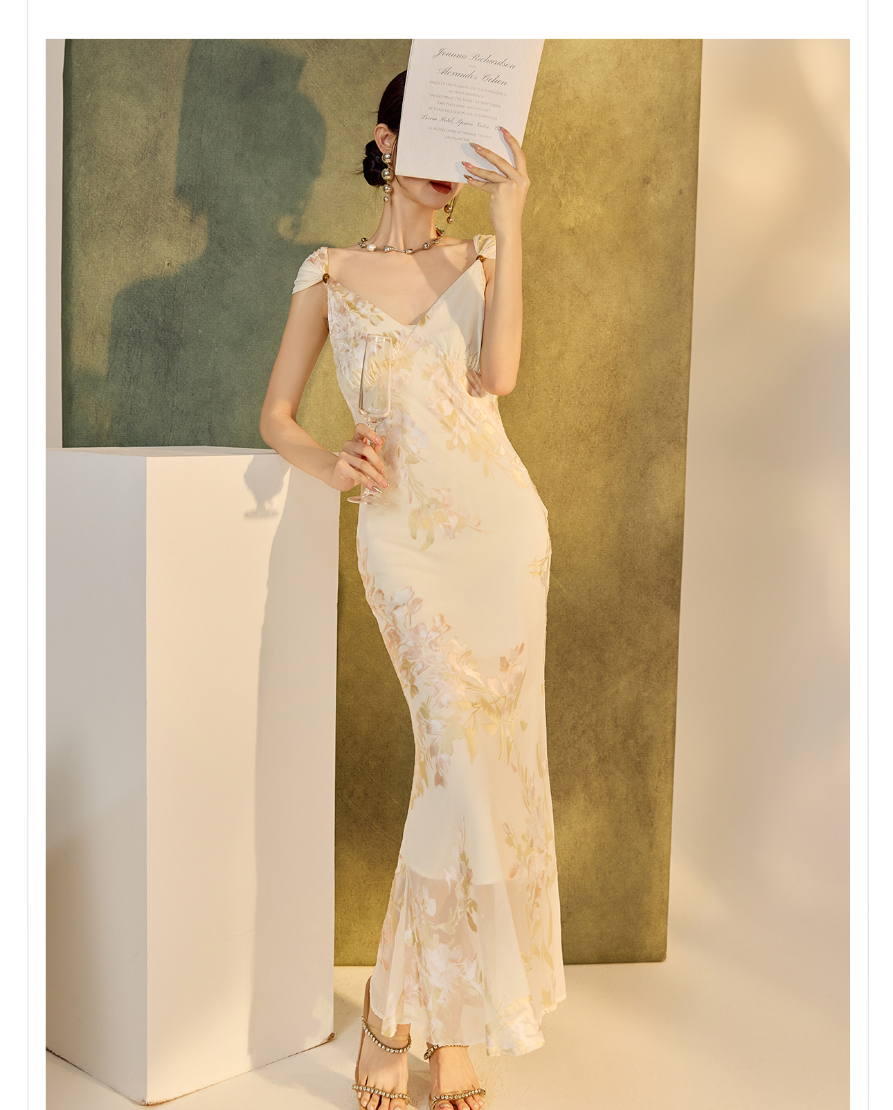 Váy bodycon ôm sát họa tiết phong cách Trung Hoa mùa hè, chất rayon mềm mại — Màu trắng be chi tiết 29