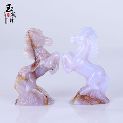 トルコブルークォーツ 4inch 馬手彫り装飾品成功オフィス装飾ギフト直販