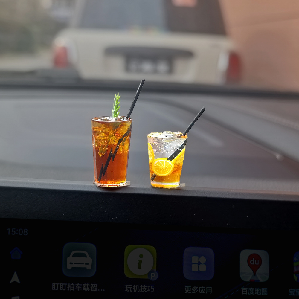 Adornos de coche de la serie de café americano, decoración de la pantalla de la consola central del coche, suministros de coche, mini adornos pequeños