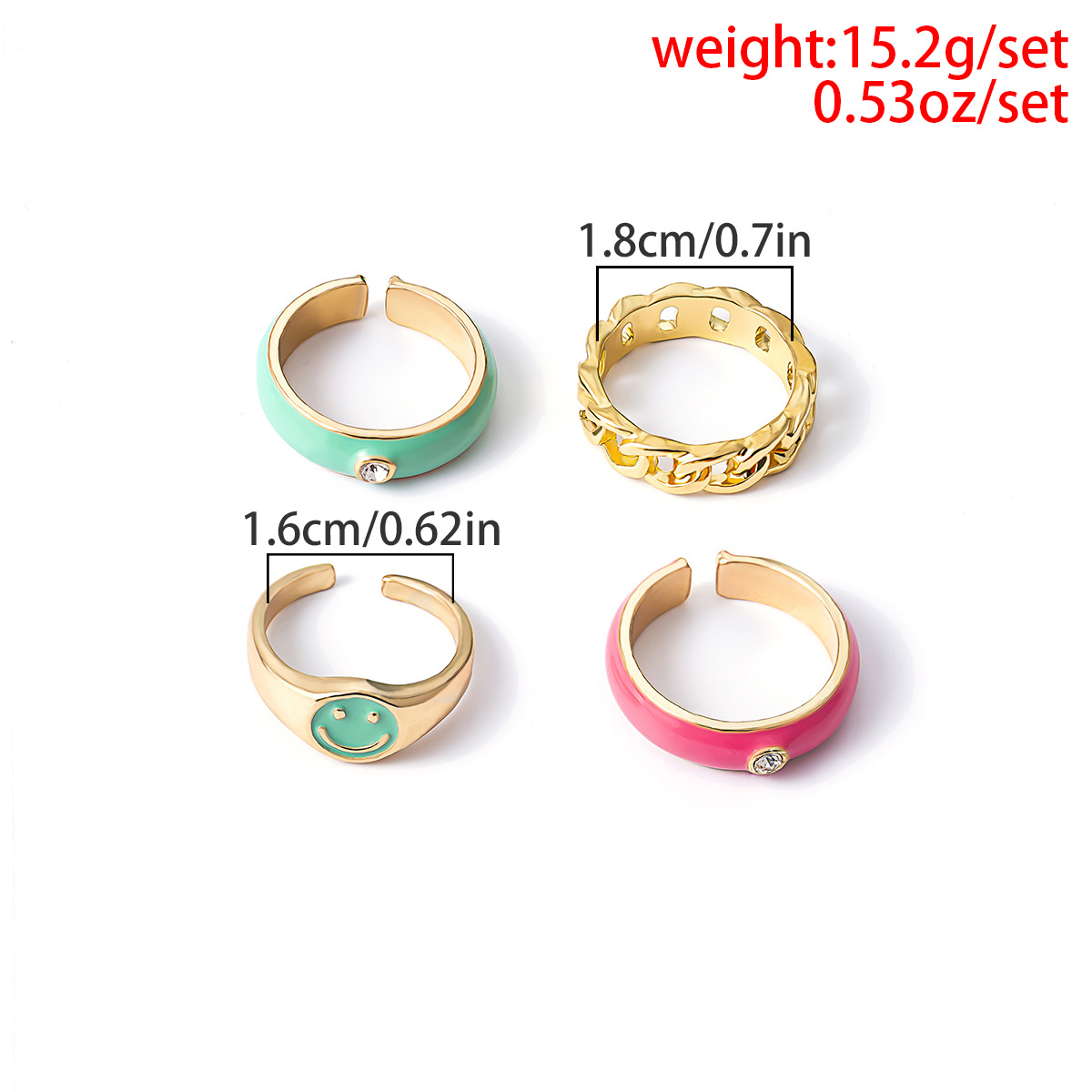 Fashion Sweet Cool Wind Dripping Oil Color Hollow Smiley Face Open Alloy Ring display picture 1