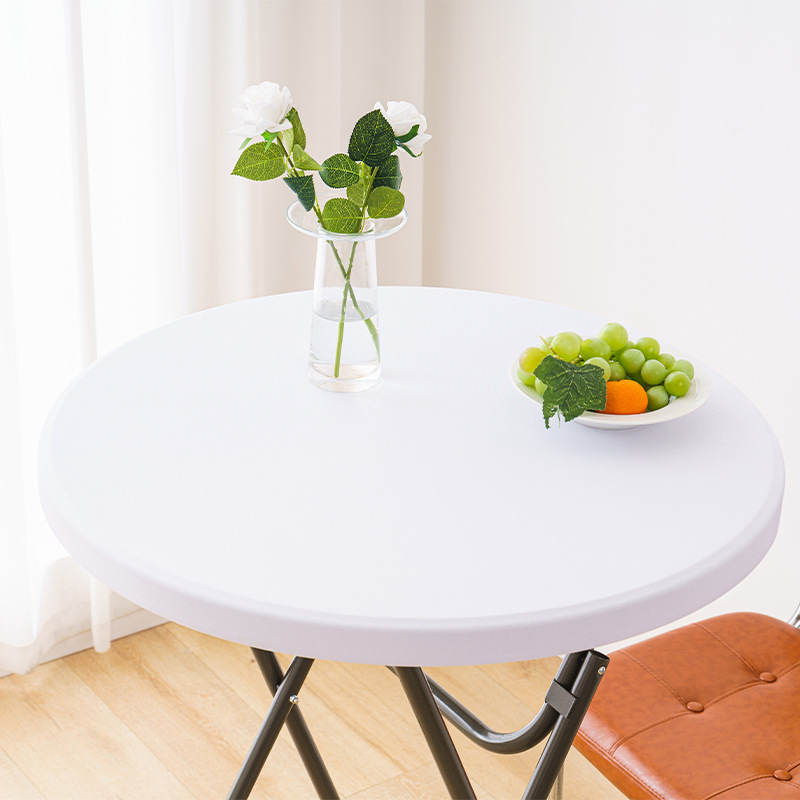 Cross-border solid color milk silk elastic table cover outdoor wedding activities round elastic elastic table cover wholesale