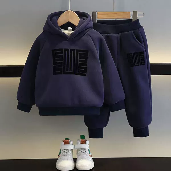 EWE navy blue sweatshirt + pants plus velvet style