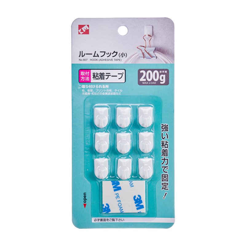 Km 607 Extra Small Mini Rectangular Hook No-Punch Jewelry Hook Small Object Hook Strong Adhesive Hook 9Pcs Km 607 Extra Small Mini Rectangular Hook No-Punch Jewelry Hook Small Object Hook Strong Adhesive Hook 9Pcs