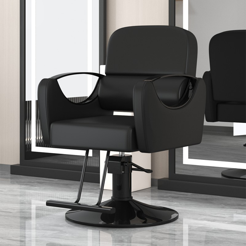 Silla de peluquería para barbería, silla ajustable para cortes y tintes, silla de salón, silla de barbero reclinable de cuero simple.