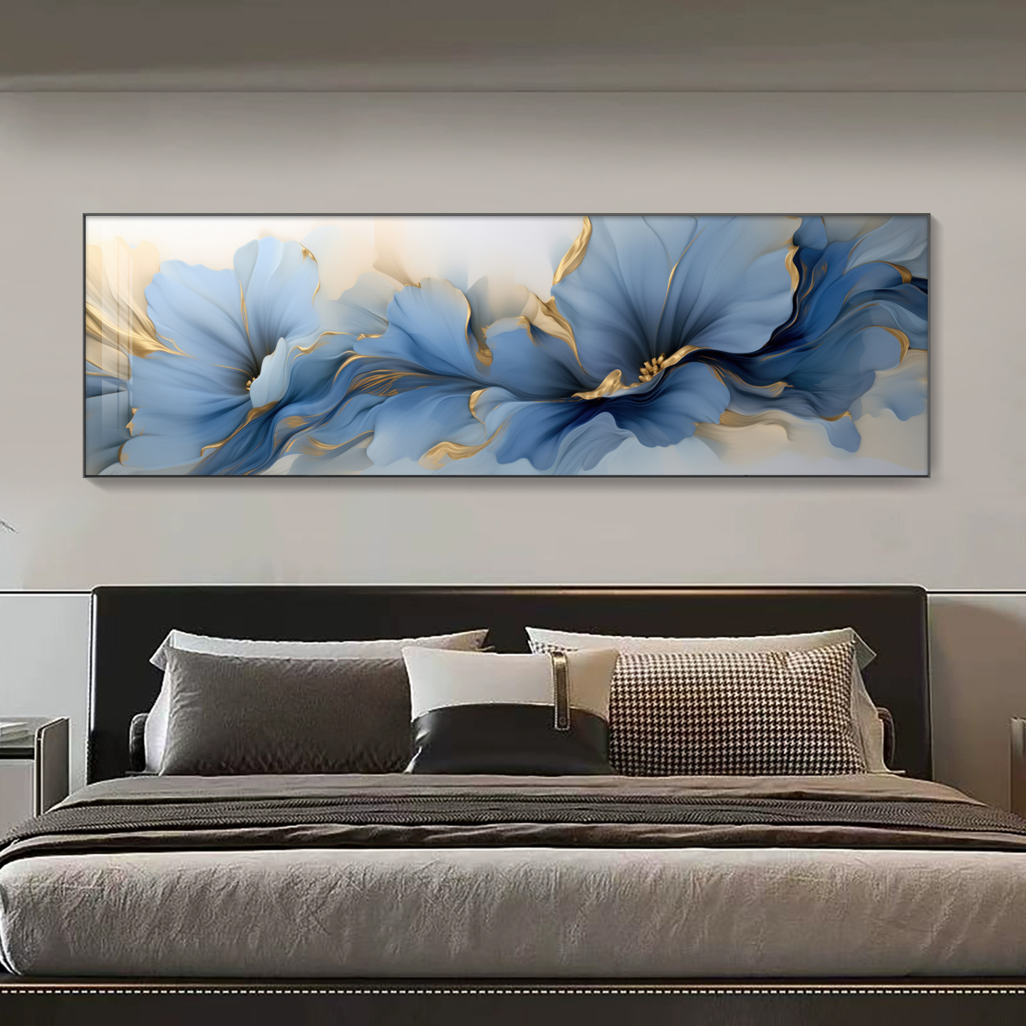 Modern Minimalist Bedroom Bedside Hanging Painting, High-End Living Room Decorative Painting, Warm Floral Room Master Bedroom New Mural