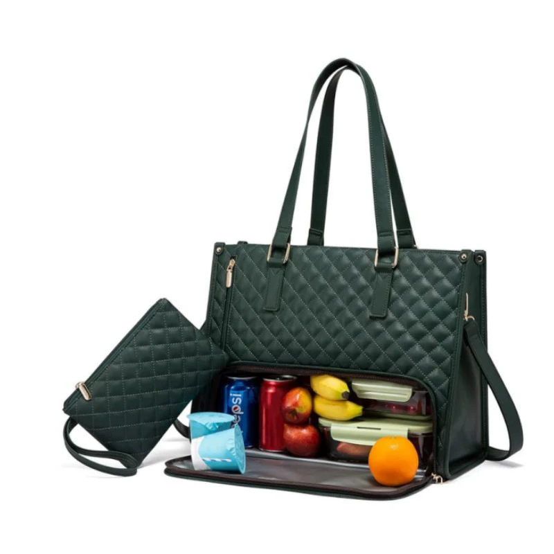 Spot nuevo producto 2 en 1 bolso bolso de almuerzo bolso de combinación bolso de mano grande bolso de computadora diagonal de almuerzo de aislamiento para mujer