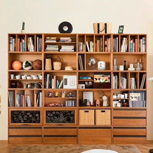 Nordic modular cabinet solid wood multi-functional free combination Cabinet TV cabinet Japanese style bay window living room Home Storage bookcase