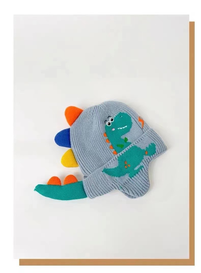 Holiday, Daily Occasion Dinosaur Pattern Winter Season Children Unisex Gender Cute, Basic Style Children Unisex Cute Basic Dinosaur Beanie Hat