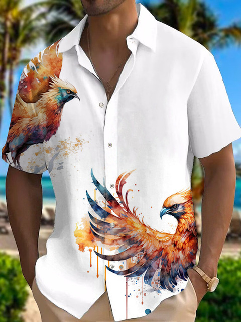 Camisa Camisa transfronteriza Coconut Tree Europa y América 2024 Nuevo estilo Hawaiian explosivo casual 3D manga corta impresión de manga corta