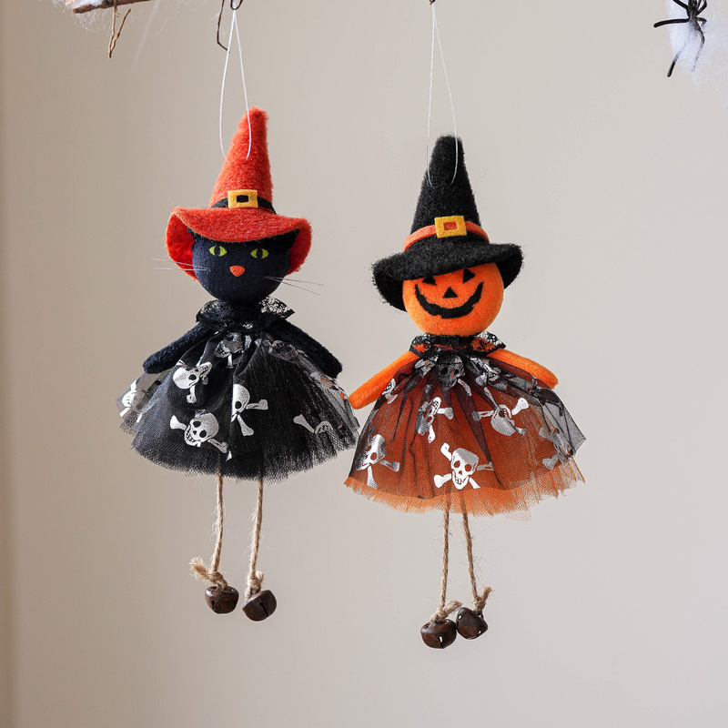 国境を越えた新しいハロウィーンの会場装飾小道具漫画ガーゼスカート吊り鐘ペンダントカボチャ魔女ペンダント|undefined