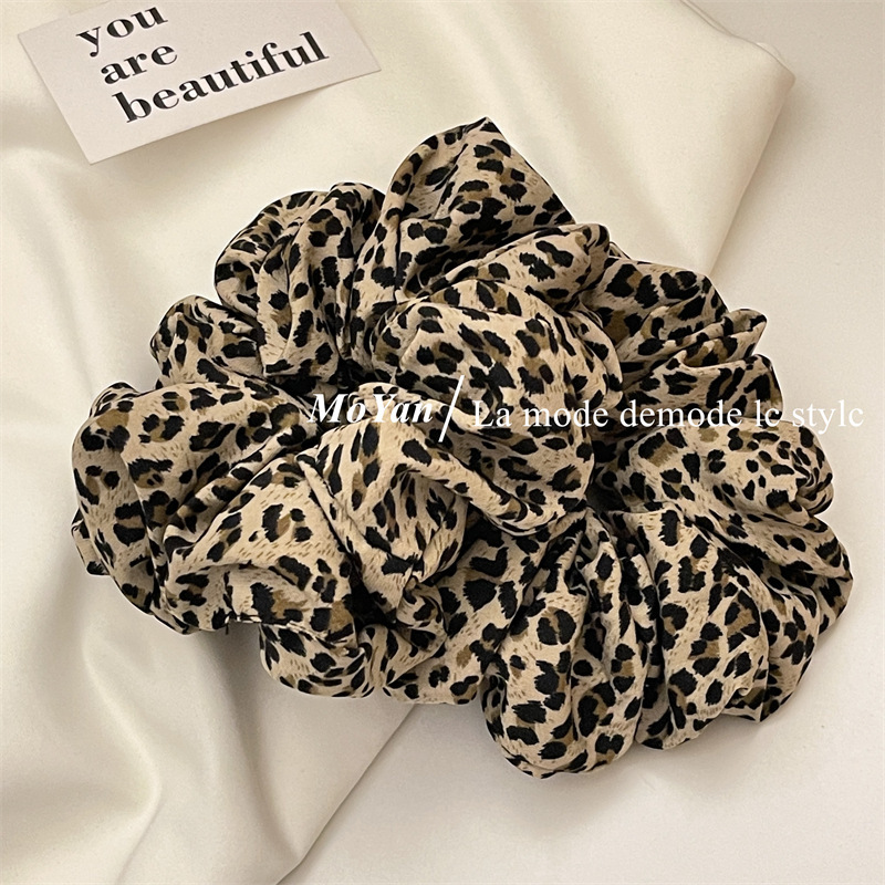 Coreano tocado 2024 nuevo estilo de alta sensación red adornamiento de cabello rojo cuerda de cabello femenina cuerda de cabello de leopardo anillo de cabello de intestino grande