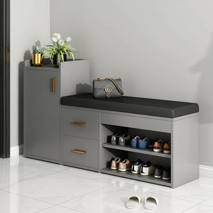 Shoe-Changing Stool for Home Entrance, Accessible Luxury Shoe Cabinet, Multi-Functional Storage, Small Narrow Entry Shoe Rack, Integrated Door Bench