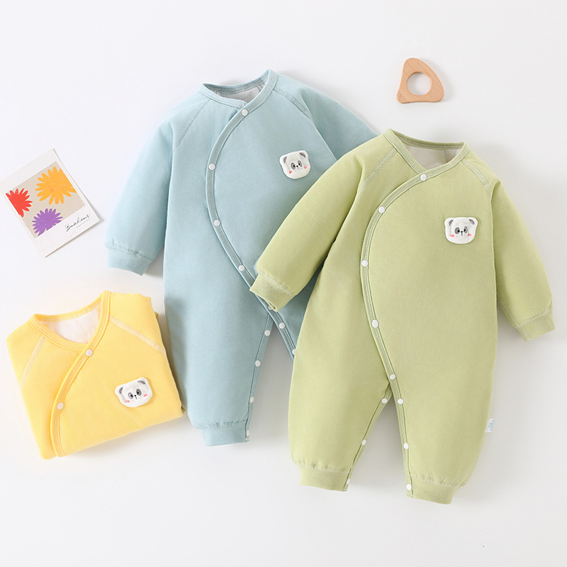 婴儿连体棉服秋冬纯棉保暖加厚夹棉外出服男女棉衣套装宝宝哈衣