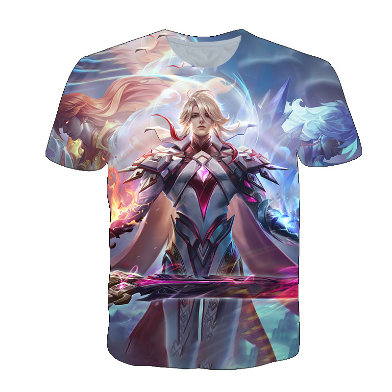 Camiseta de manga corta con estampado digital bidimensional de verano 3d verano para adolescentes y niños juego de gloria para hombres