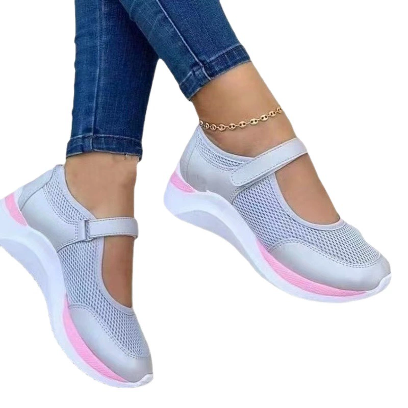 Новинка 2025 года, экспортная женская повседневная обувь, трансграничная женская обувь большого размера на толстой подошве, дышащая повседневная обувь на плоской подошве с цветными блоками