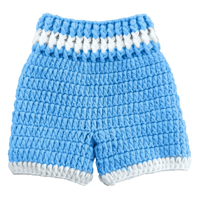 Traje de fotografía recién nacido regalo de baño 2019 nuevo tejido accesorios de fotografía boxeo rey azul hecho a mano crochet