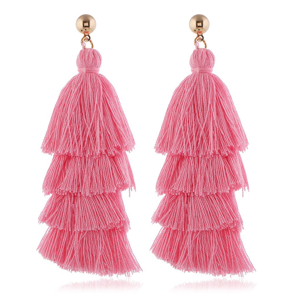 Europeo y americano transfronterizo nuevos pendientes Barbie Rosa Venta caliente traje Rosa rojo geométrico todo partido vacaciones estilo verano pendientes para las mujeres