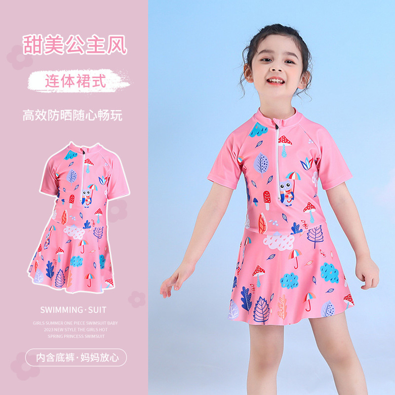 Traje de baño para niños explosivo transfronterizo, falda de secado rápido de una pieza para niñas, traje de baño de princesa de verano de estilo occidental, traje de baño de aguas termales para bebés