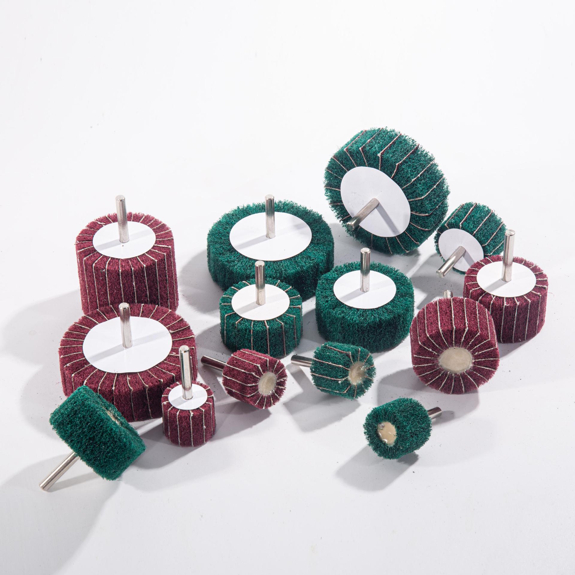 红绿 8698 7447百洁布夹砂磨头飞翼轮打磨抛光金属带柄百洁布磨头