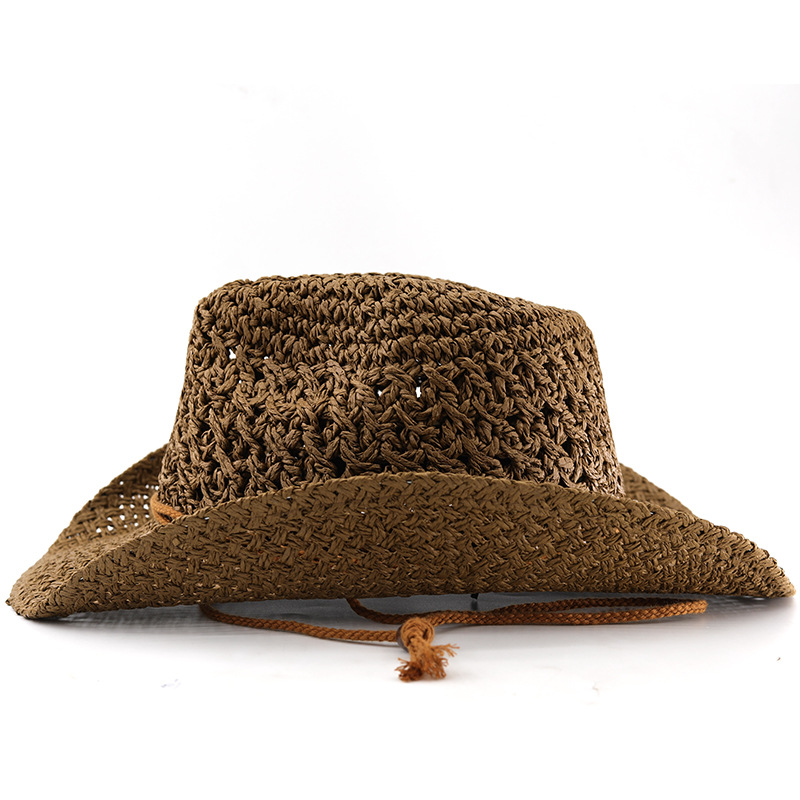 Unisex Retro Western Cowboy Straw Hat For Beach And Outdoor Travel_voghion.com
