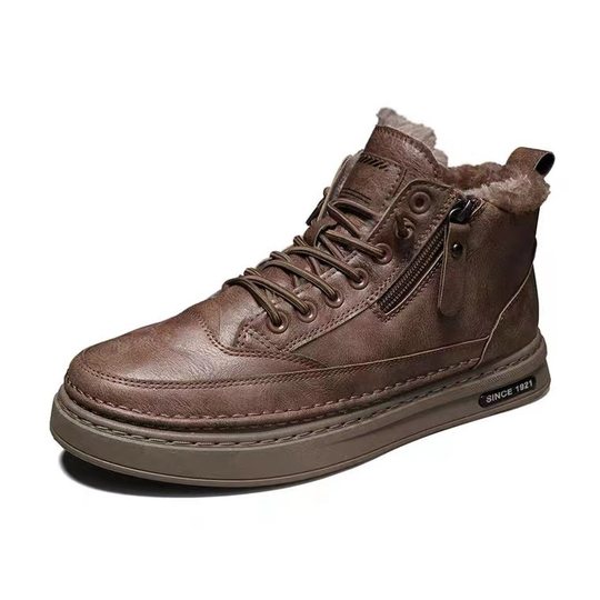 fleece-lined Thickened Snow Boots Men's Cotton Shoes High-top Leather Shoes Men's Warm Winter Men's Shoes Men's Fashionable All-match