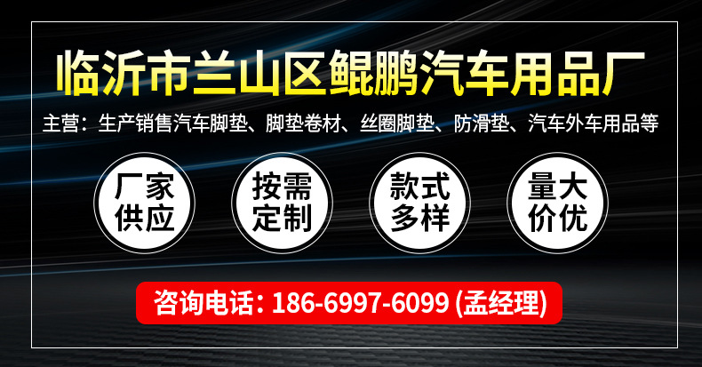 厂家供应2.0加密汽车丝圈脚垫热熔汽车PVC丝圈脚垫卷材可自由裁剪详情3