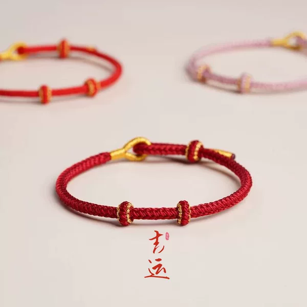 2026 New Style Red Rope Eight-Strand Braided Bracelet That Can Be Threaded with Beads, Gold and Gemstone Bracelet, DIY Red Rope Wholesale for Men and Women Couples