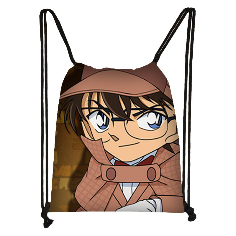 2023新款柯南兒童簡易雙肩包便攜收納袋大容量抽繩束口袋批發