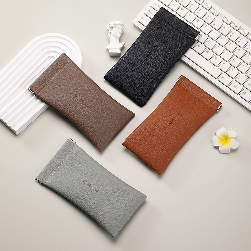 High-End Soft Leather Anti-Wear Sunglasses, Sunglasses, Glasses Box, Portable Anti-Pressure Data Cable, Makeup Brush Storage