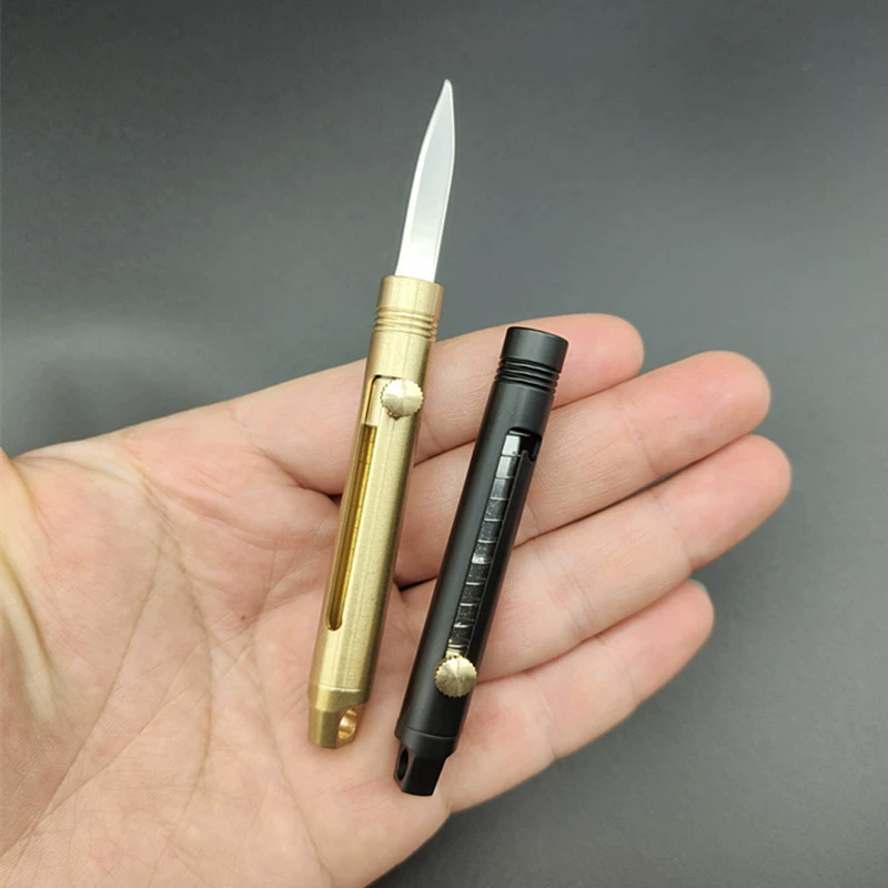 Brass pocket knife, tools set, handheld travel pendant