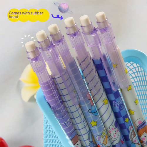 Student Activity Pencil Lovely Purple Planet Automatic Pencil Creative Non-sharpening Extendable Drawing Sketch Pencil 