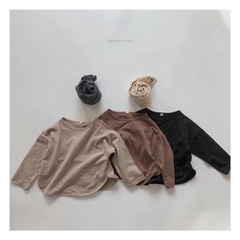 Children's long-sleeved T-shirt spring and autumn new Korean style retro bamboo cotton loose bottoming shirt round neck top for boys and girls