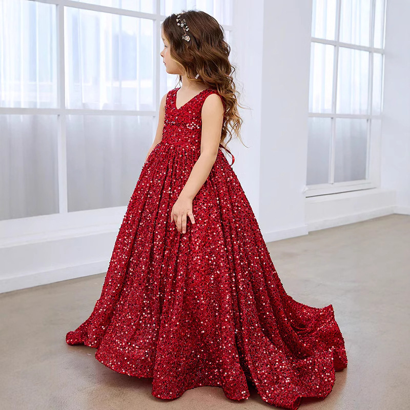 2025 nuevo comercio exterior Europa y Estados Unidos vestido de sequillas transfronterizas de niños otoño y invierno Navidad Halloween espectáculo de chicas trapeadoras