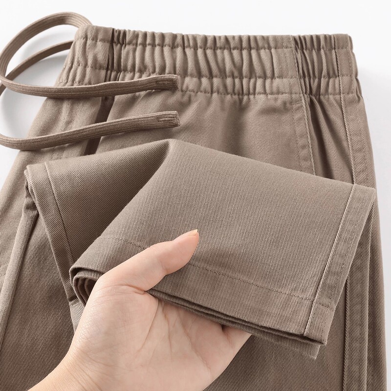 【100% pure cotton】Khaki 300G heavy weight Xinjiang cotton straight-leg pants for men, early autumn drapey casual sports sweatpants 【100% pure cotton】Khaki 300G heavy weight Xinjiang cotton straight-leg pants for men, early autumn drapey casual sports sweatpants