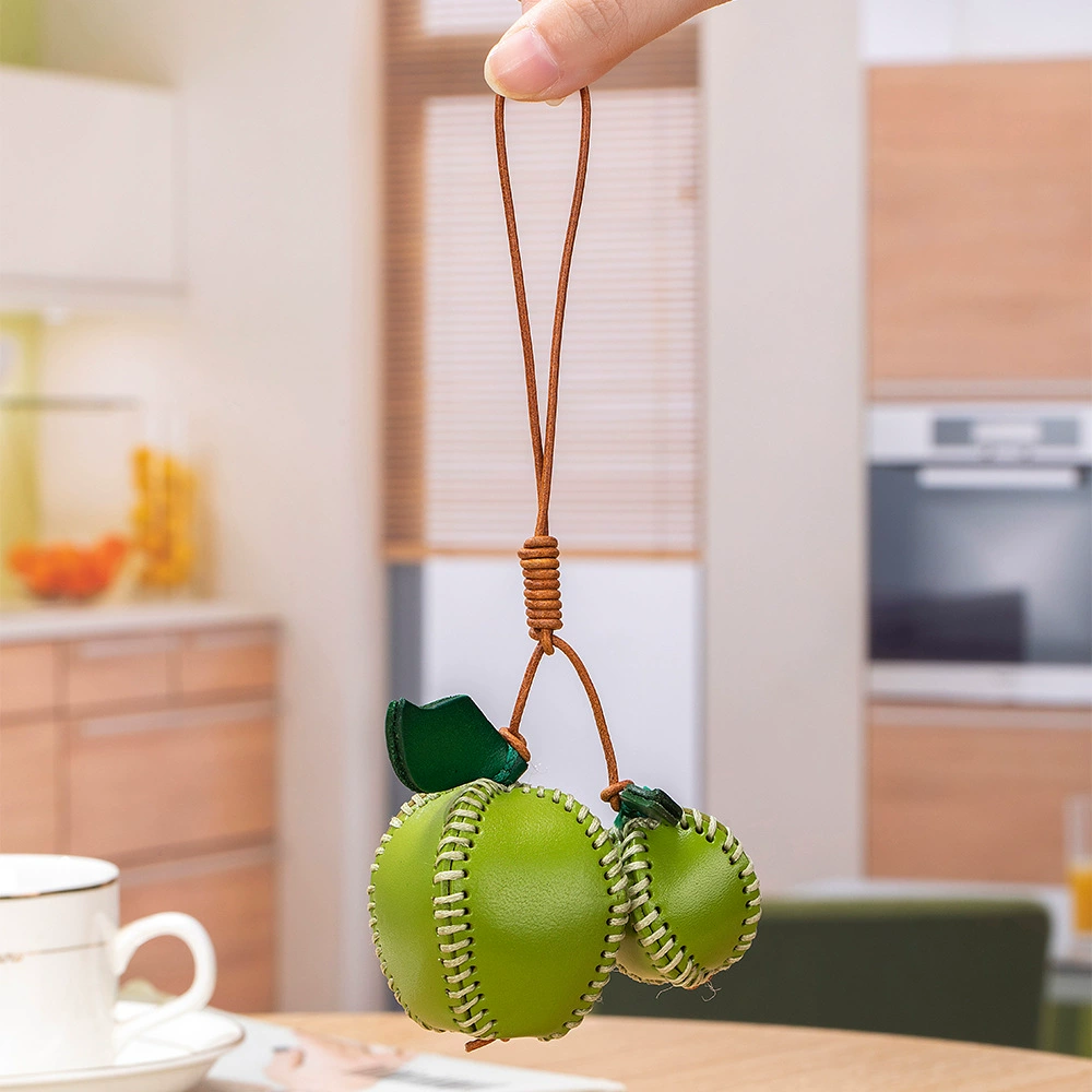 Leather pendant, cute brand keychain, protective amulet, genuine leather