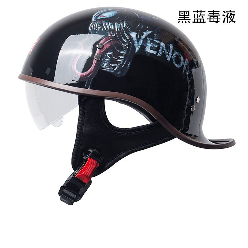 オートバイレトロオートバイハーフヘルメット四季ユニバーサル電動バイクユニセックスサイクリング安全帽子