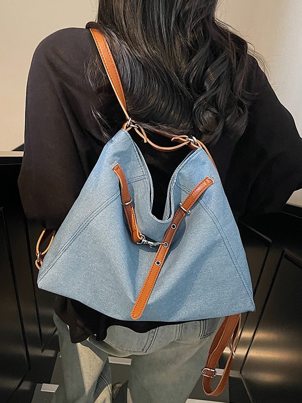 Bolsa de hombro de denim para mujeres 2025 primavera retro alta sensación bolso de hombro de gran capacidad tote bag de viaje